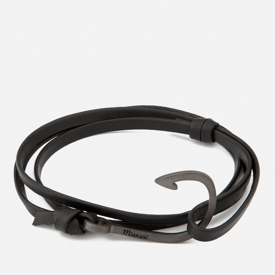 Miansai Men's Leather Bracelet with Black Hook - Black