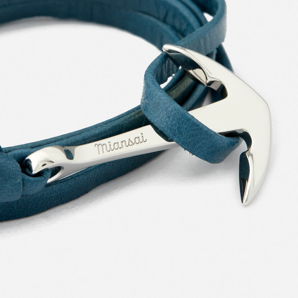 Miansai Men's Leather Bracelet with Silver Anchor - Slate