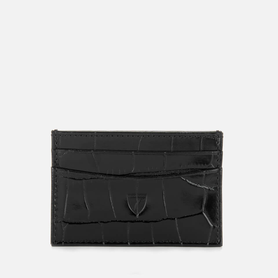 Aspinal of London Women's Slim Croc Credit Card Case - Black