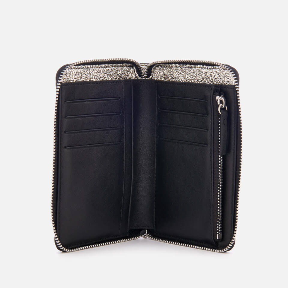 PS Paul Smith Black Leather Floral PS Happy Zip Pouch Wallet