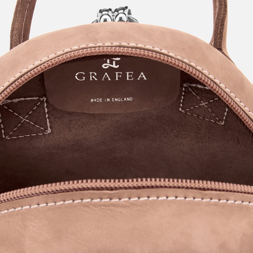 Grafea Women's Small Zippy Backpack with Pom Pom - Mochacchino