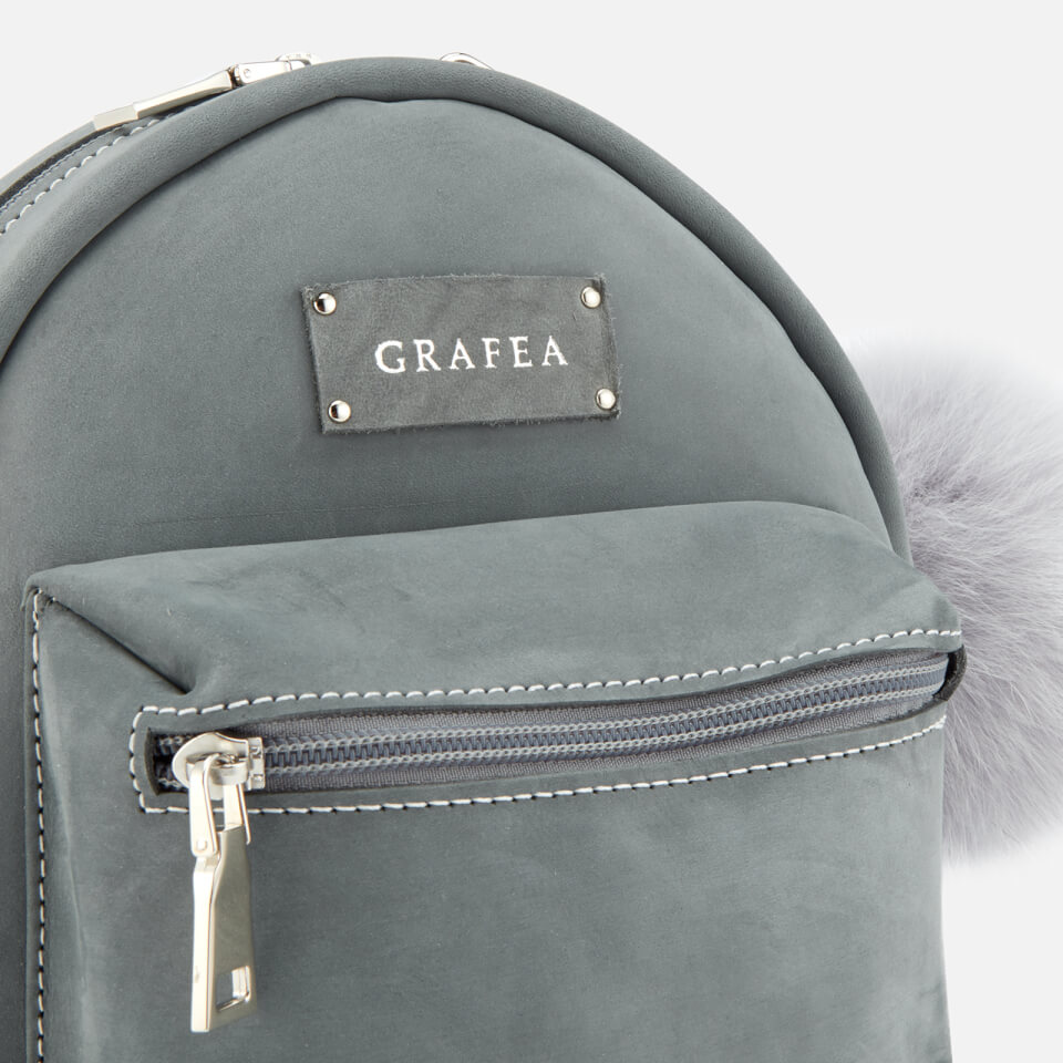 Grafea Women's Small Zippy Backpack with Pom Pom - Feather