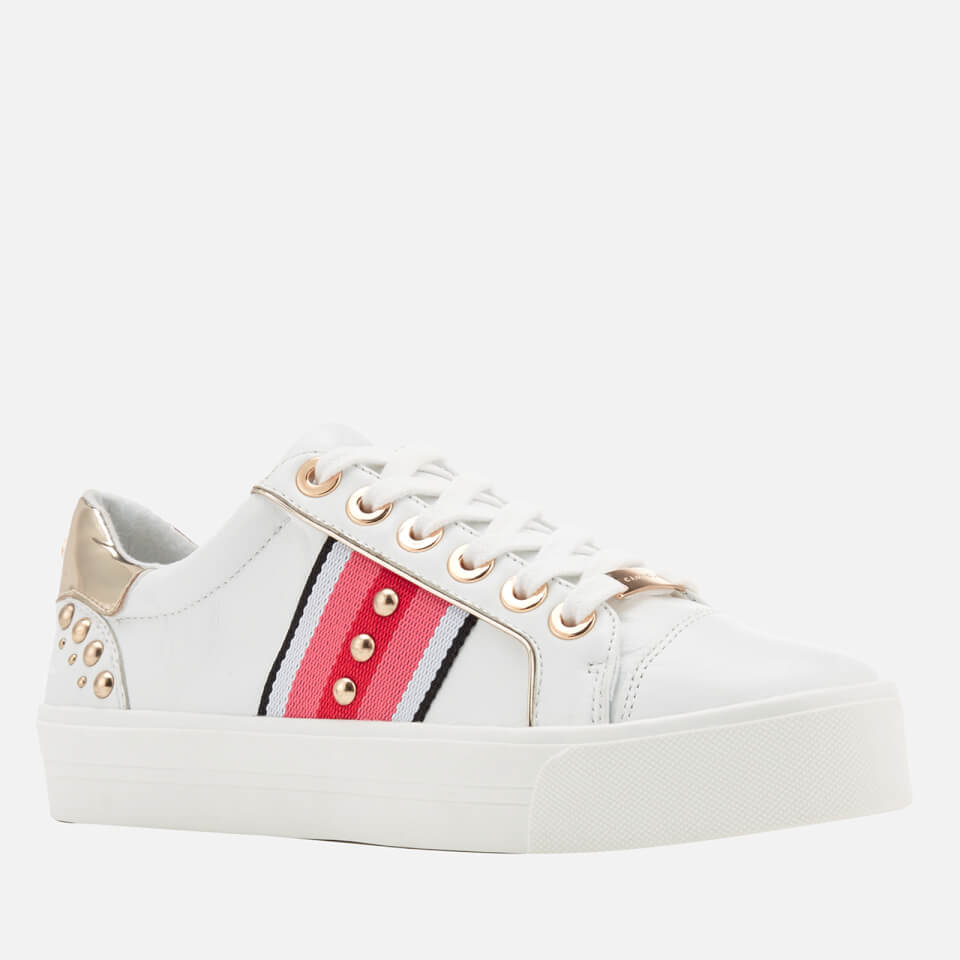 Carvela Women s Lax Leather Flatform Trainers White Comb