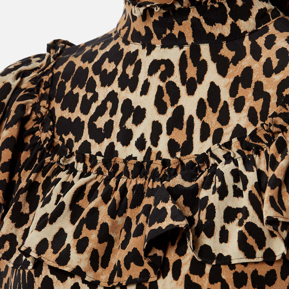 Ganni Women s Fayette Silk Dress Leopard Coggles