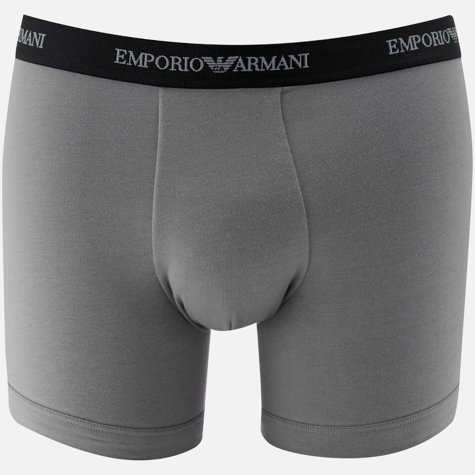 Emporio Armani Men's Cotton Stretch 2 Pack Boxer Shorts - Black and Grey