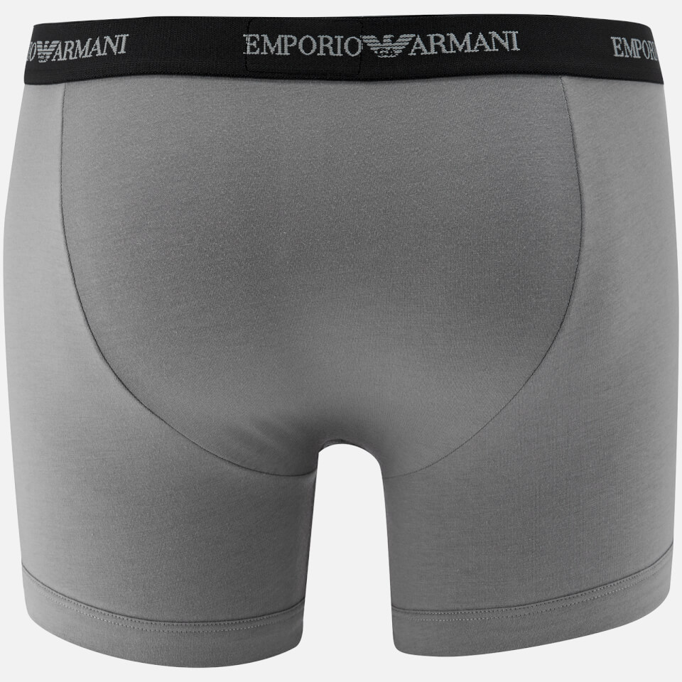 Emporio Armani Men's Cotton Stretch 2 Pack Boxer Shorts - Black and Grey