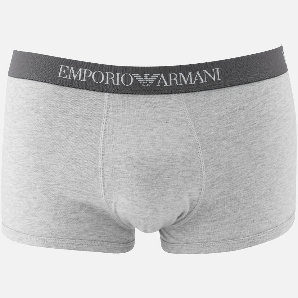 Emporio Armani Men's Pure Cotton 3 Pack Trunks - Bianco Grigio Melange Marine