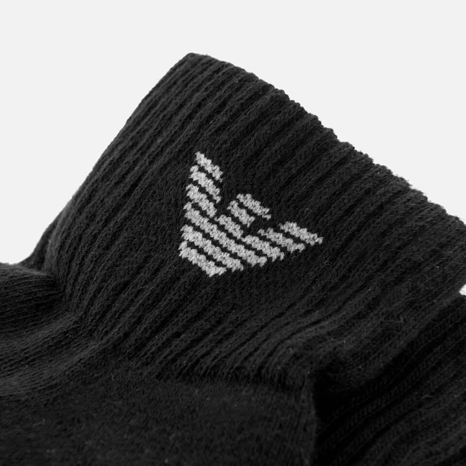Emporio Armani Men's 3 Pack Sponge Cotton Short Socks - Nero