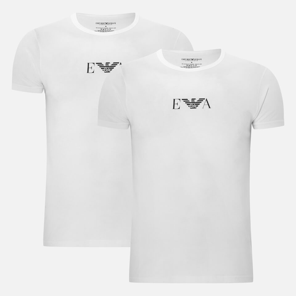 Emporio Armani Men's 2 Pack Cotton Stretch Crew Neck T-Shirt - Bianco