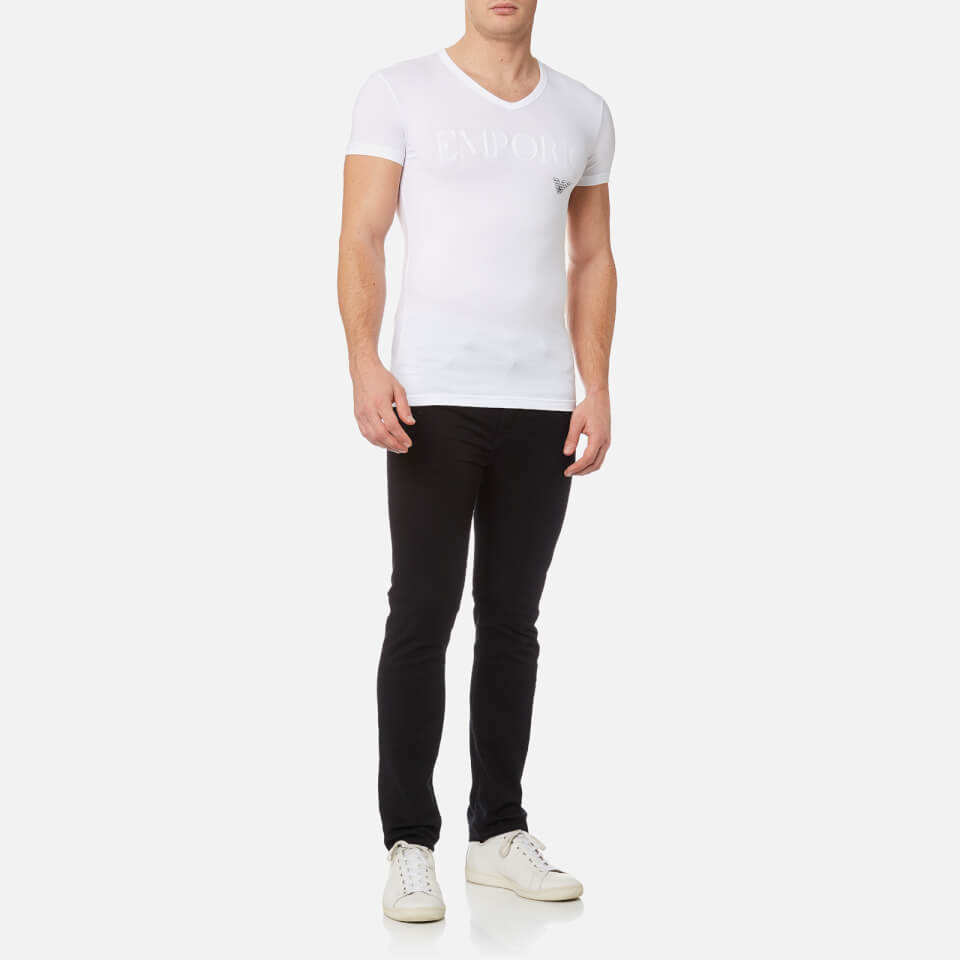 Emporio Armani Men's Stretch Cotton V Neck T-Shirt - Bianco