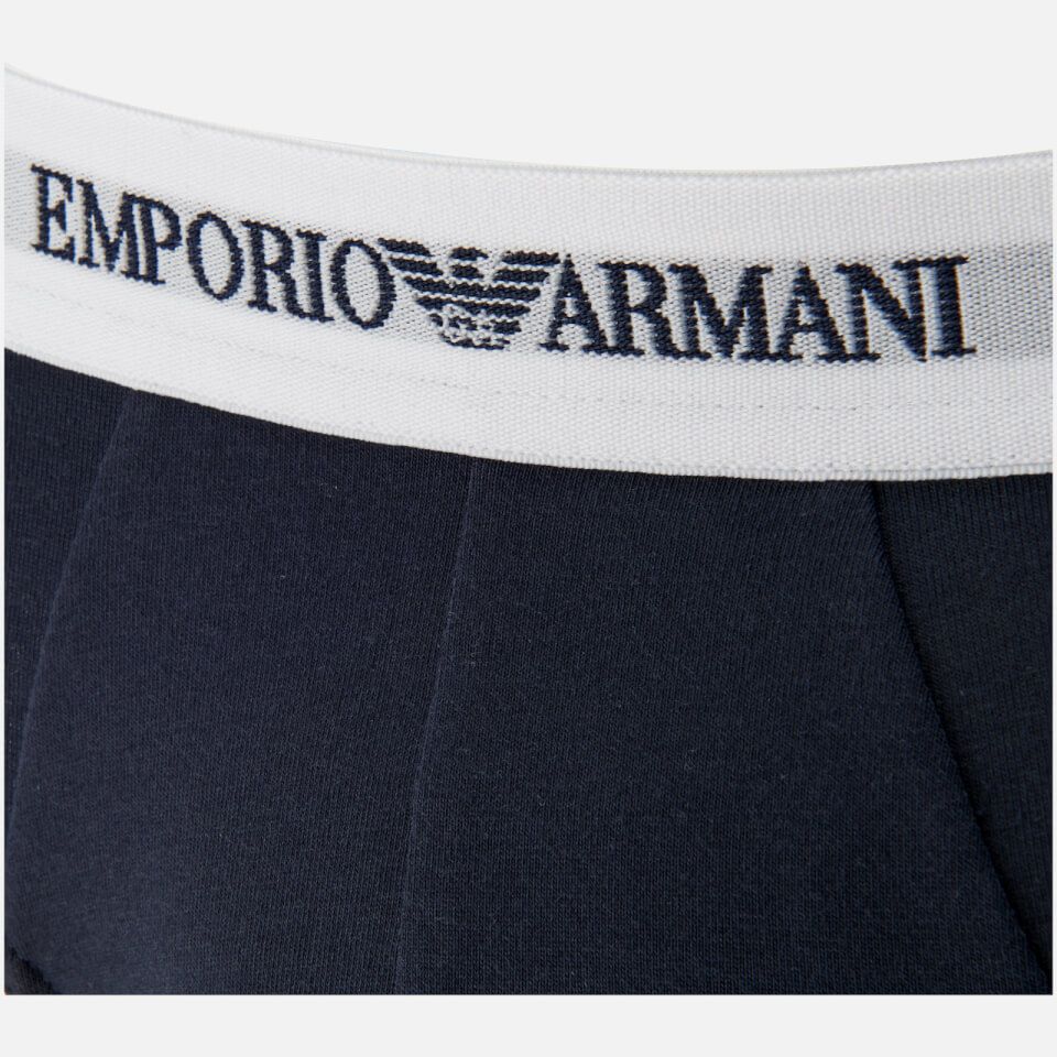 Emporio Armani Men's Cotton Stretch 2 Pack Briefs - White and Navy Blue