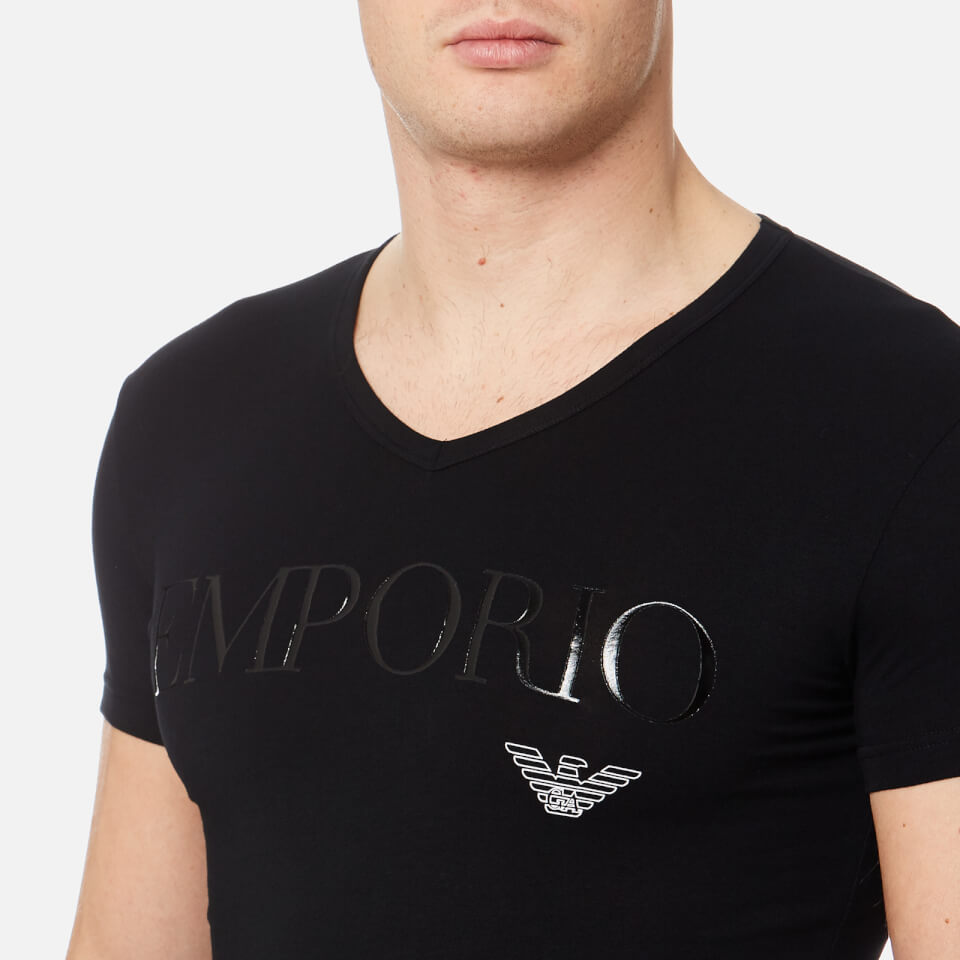 Emporio Armani Men's Stretch Cotton V Neck T-Shirt - Nero