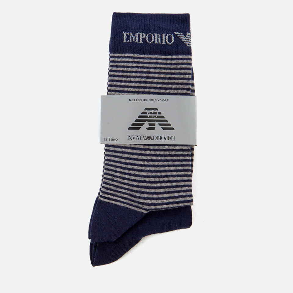 Emporio Armani Men's Combed Cotton Short Socks - Blu Navy