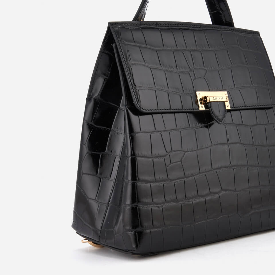 Aspinal of London Women's Boxy Croc Soho Backpack - Black