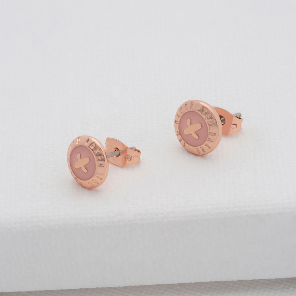 Ted Baker Women's Eisley Enamel Mini Button Earrings - Rose Gold/Baby Pink