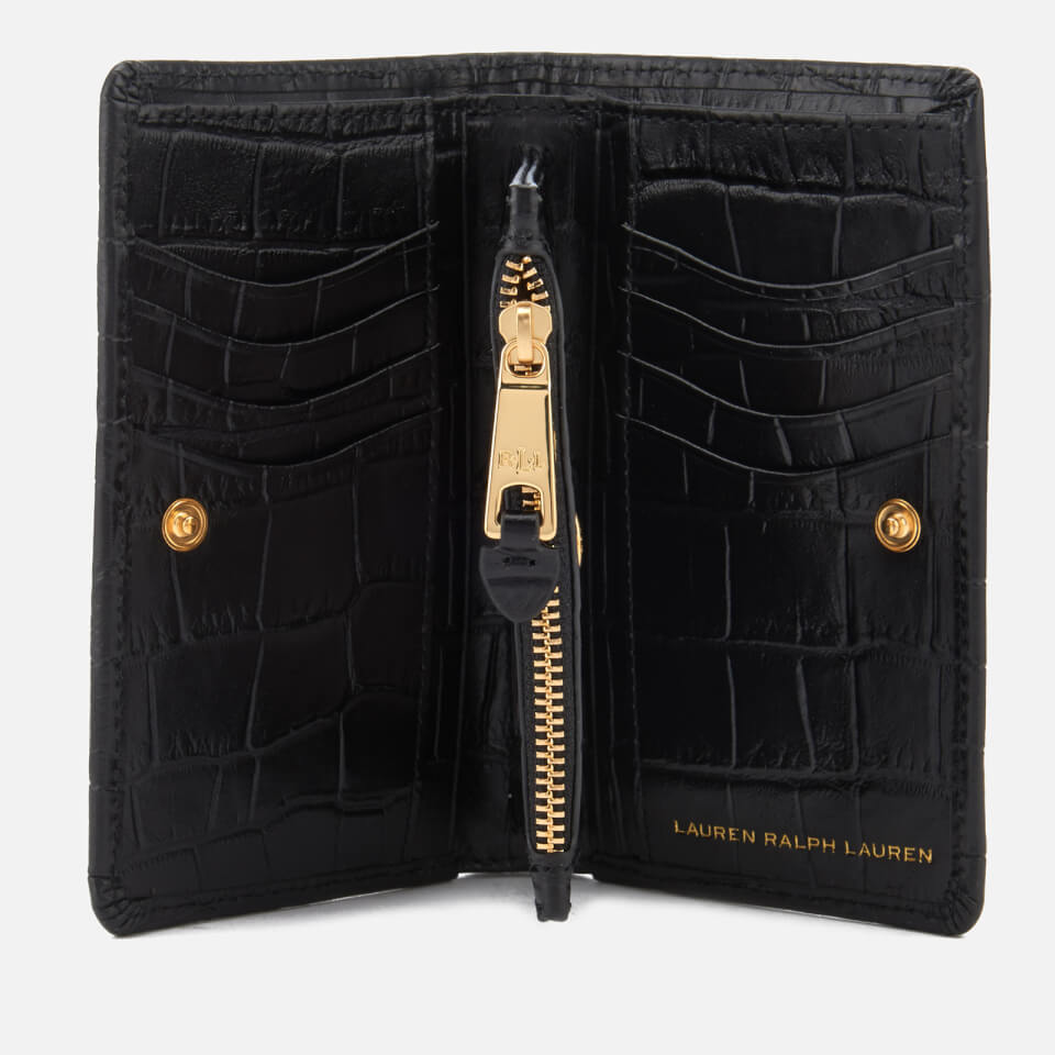 Lauren Ralph Lauren Women's Newbury New Compact Soft Faux Croc Wallet - Black