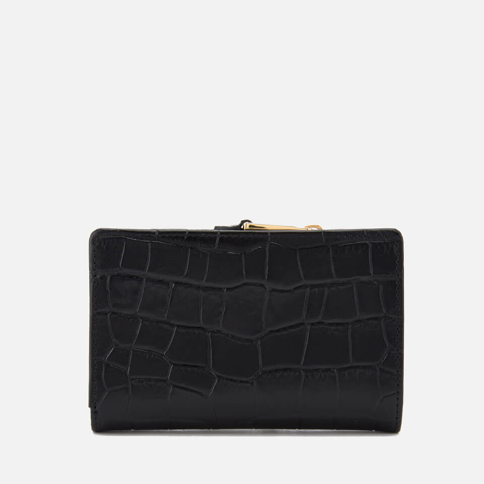 Lauren Ralph Lauren Women's Newbury New Compact Soft Faux Croc Wallet - Black