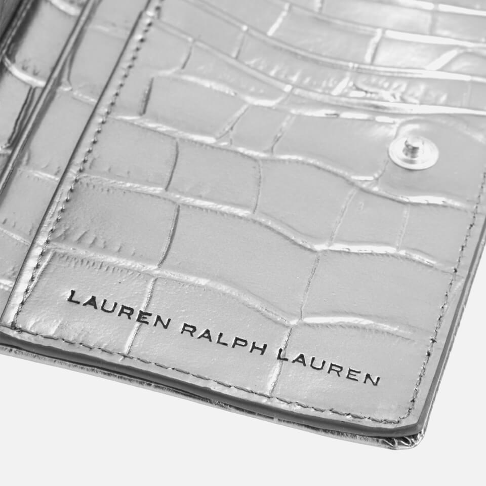 Lauren Ralph Lauren Women's Newbury New Compact Metallic Faux Croc Wallet - Silver