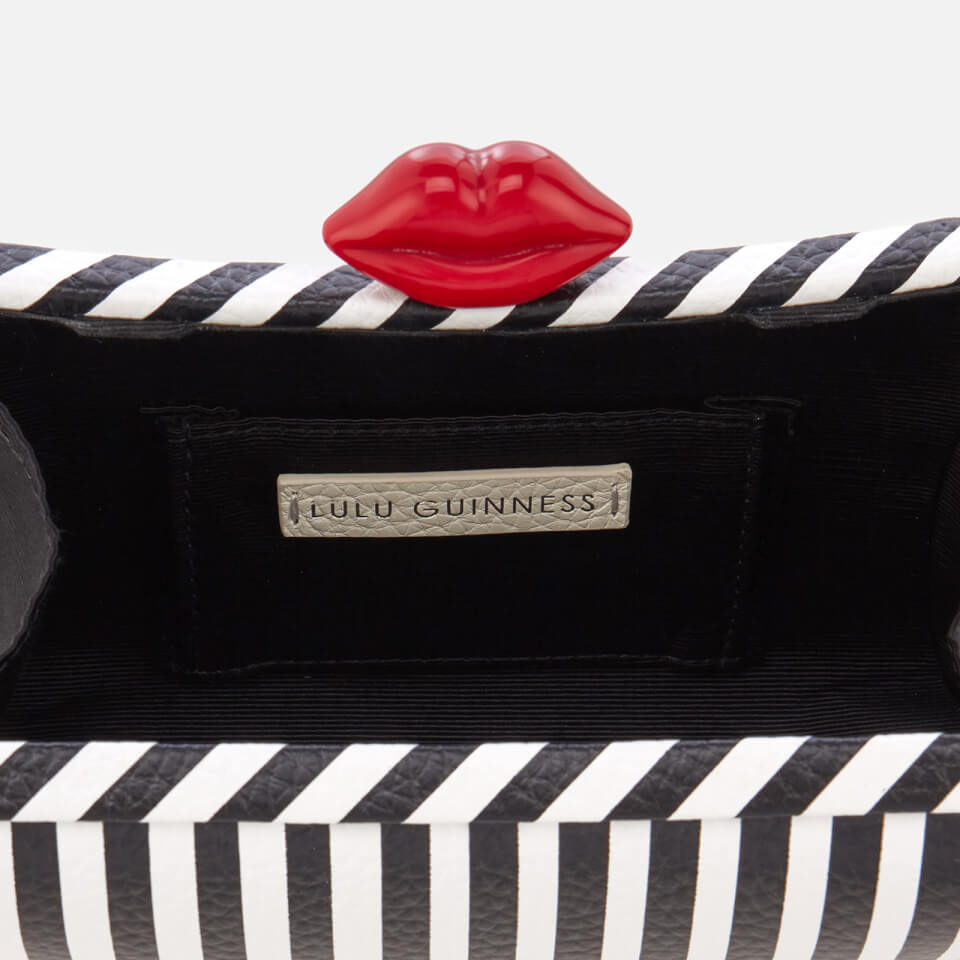Lulu Guinness Women's Lavinia Stripe Leather Clutch Bag - Black/Chalk