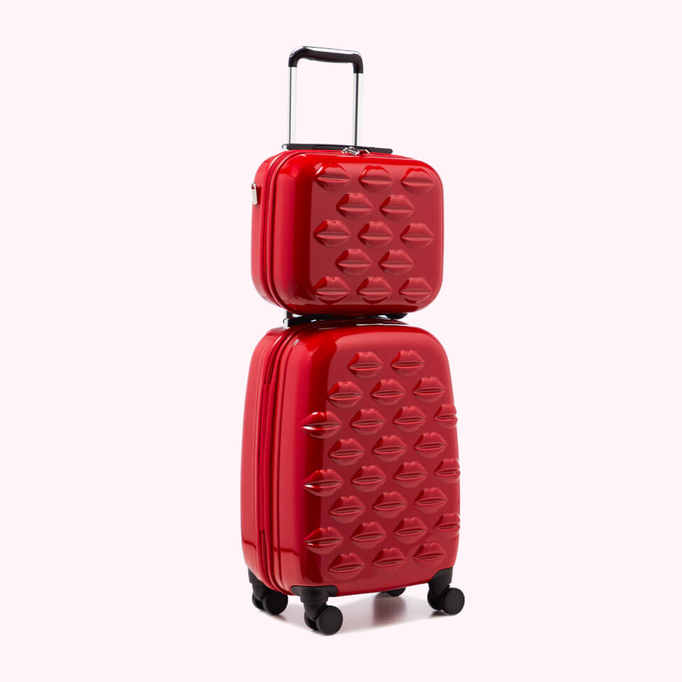 Lulu Guinness Women's Small Lips Hardside Spinner Case - Classic Red