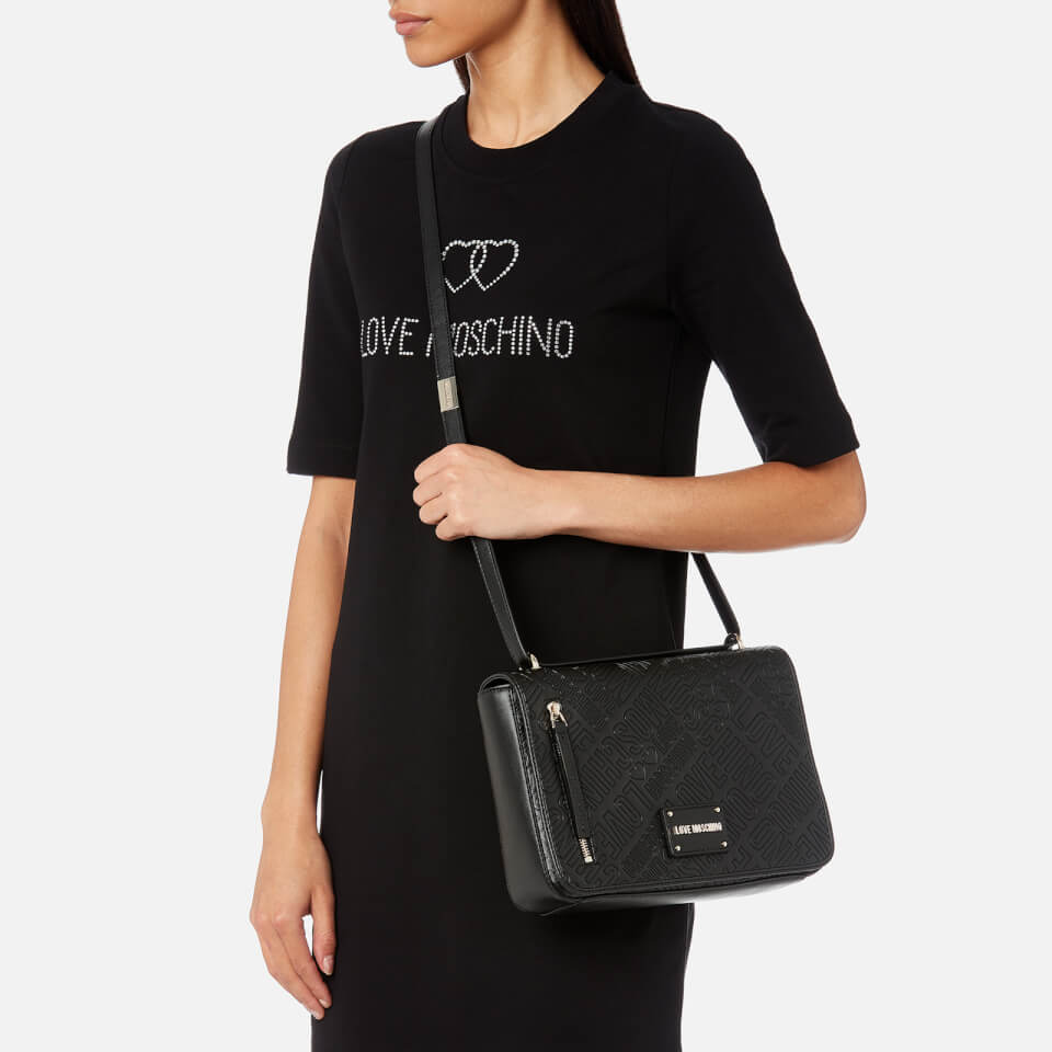 Love Moschino Women's All Over Logo Cross Body Bag - Black