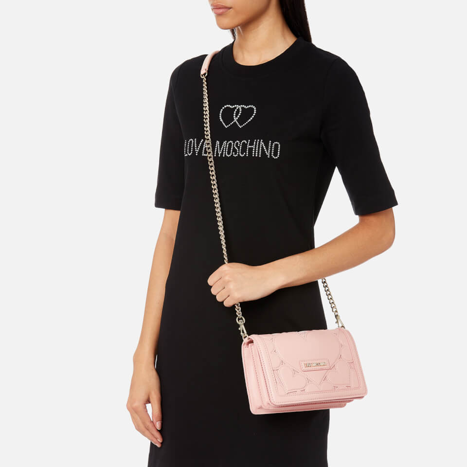 Love Moschino Women's Small Heart Embossed Cross Body Bag - Pink