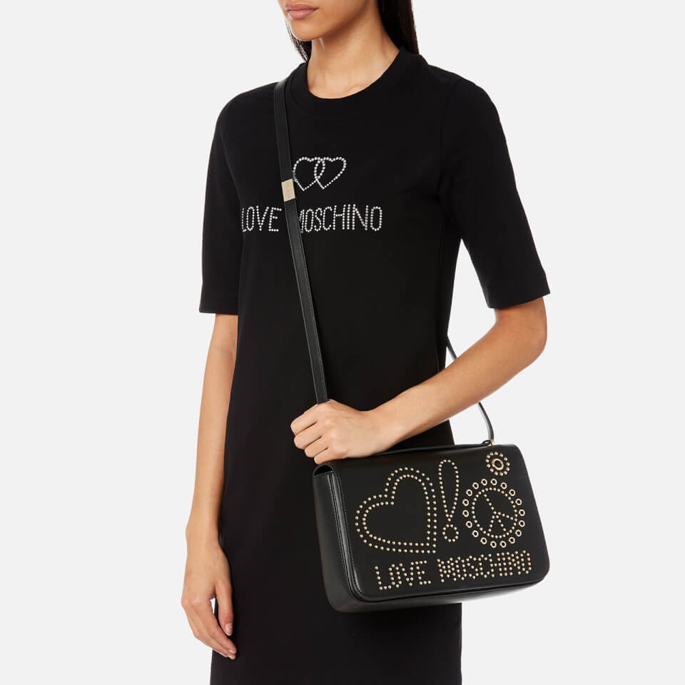 Love Moschino Women's Studded Logo Cross Body Bag - Black