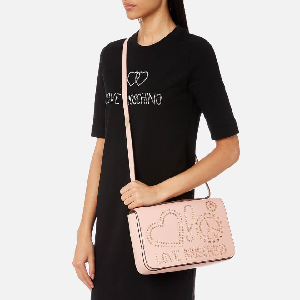 Love Moschino Women's Studded Logo Cross Body Bag - Pink