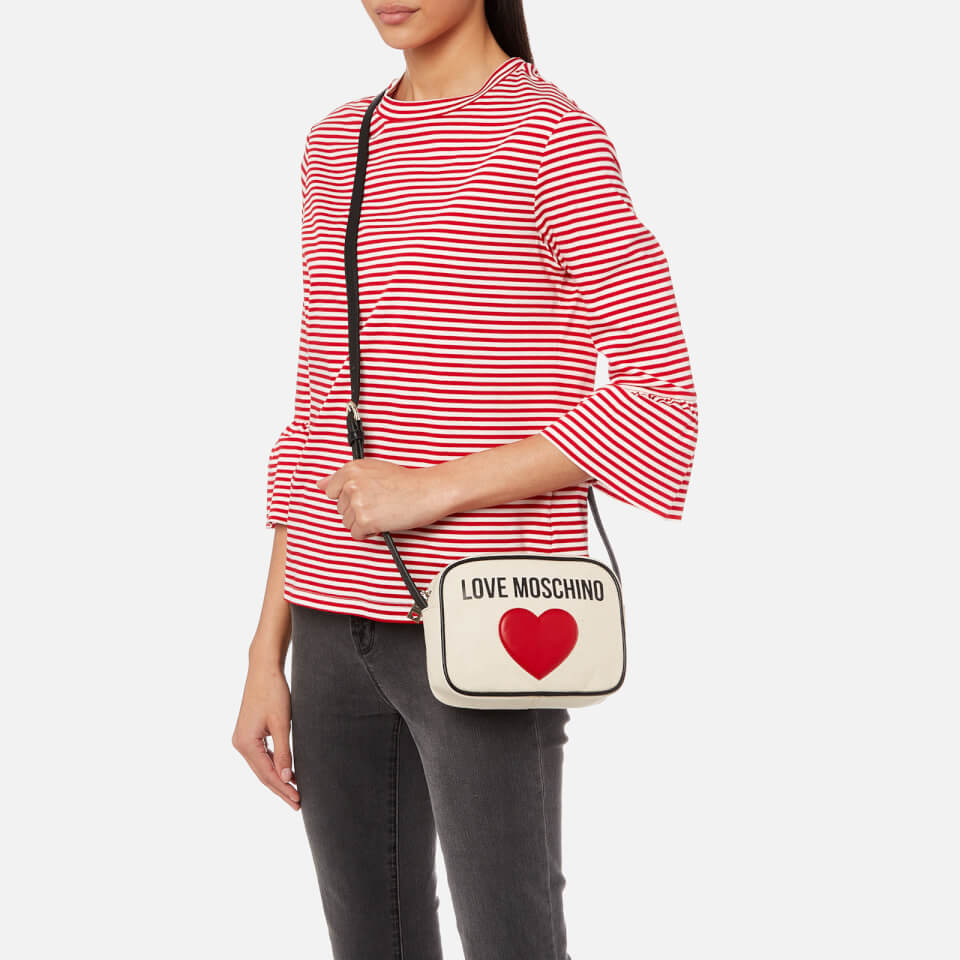 Love Moschino Women's Heart Logo Cross Body Bag - White