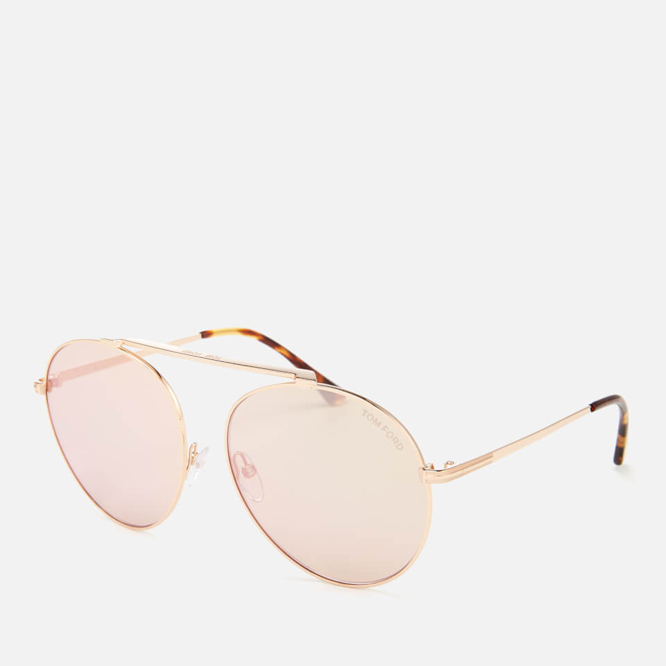 Tom Ford Women's Simone Aviator Style Sunglasses - Rose Gold/Brown Mirror
