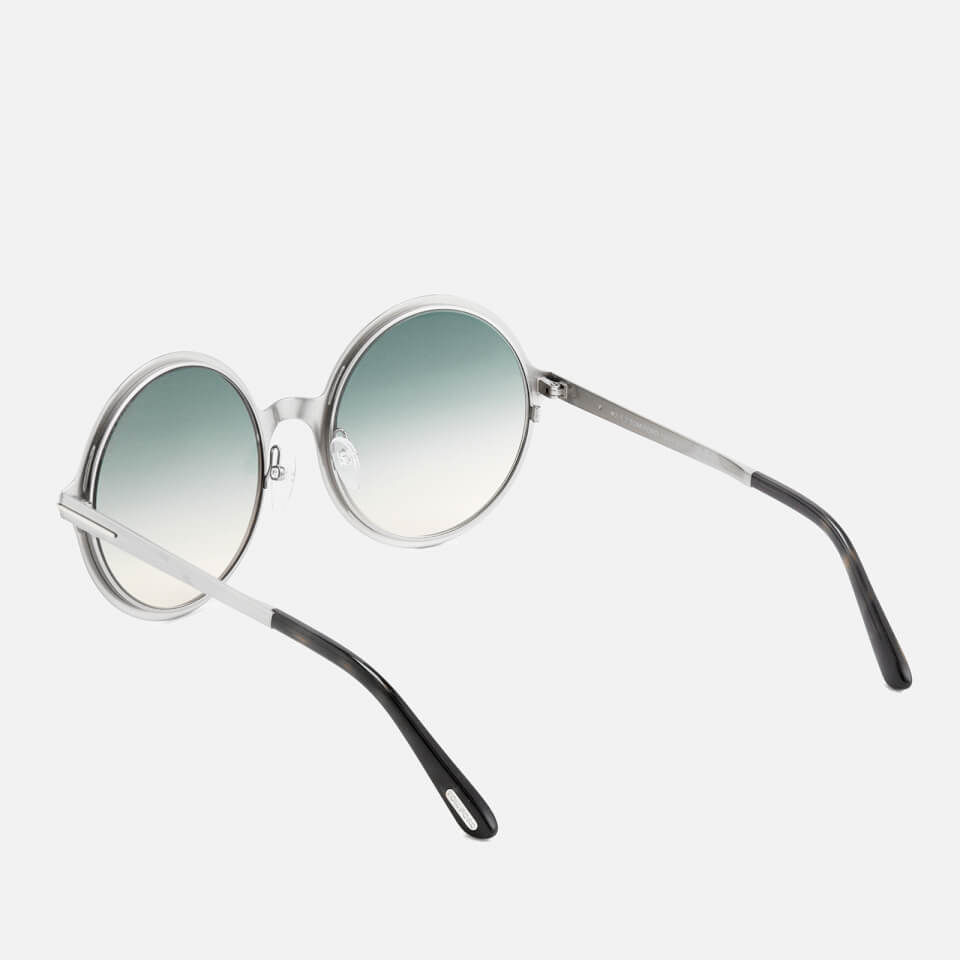 Tom Ford Women's Ava Round Frame Sunglasses - Light Ruthenium/Gradient Blue
