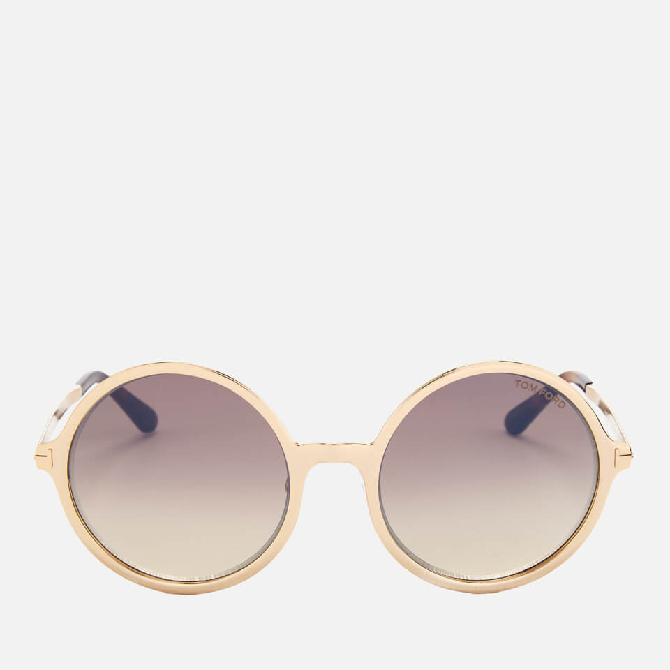 Tom Ford Women's Ava Round Frame Sunglasses - Rose Gold/Brown Mirror