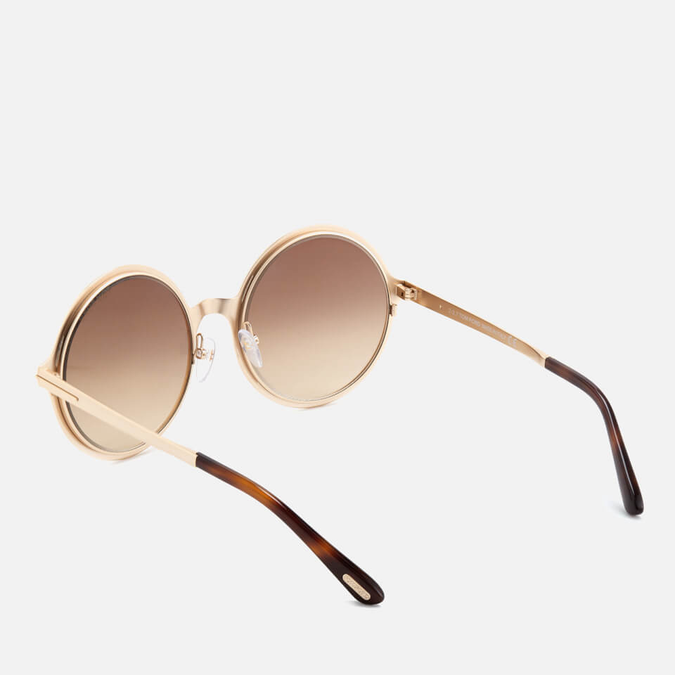 Tom Ford Women's Ava Round Frame Sunglasses - Rose Gold/Brown Mirror