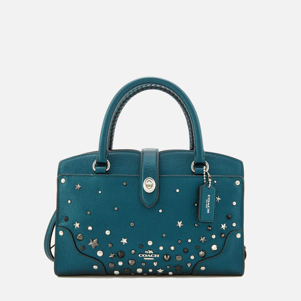 Coach Women's Mercer Satchel 24 with Star Rivets - Metallic Mineral