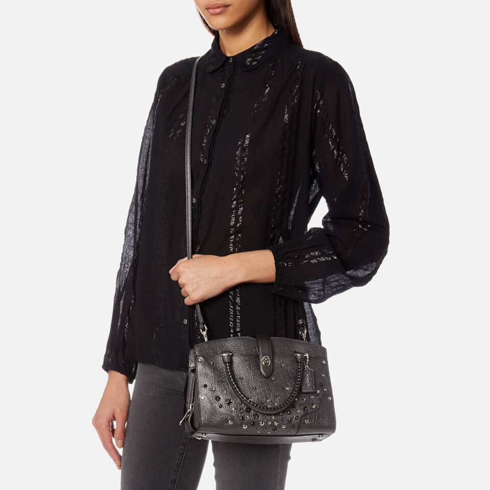 Coach Women s Mercer Satchel 24 with Star Rivets Metallic Graphite