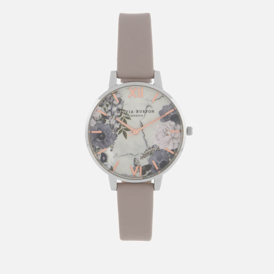 Olivia Burton Women's Marble Florals Watch - Grey Lilac, Silver & Rose Gold