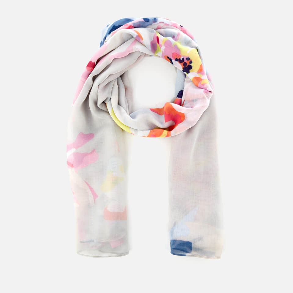 Joules Women's Harmony Oversized Woven Print Scarf - Silver Whitstable Floral