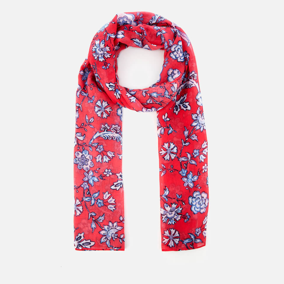 Joules Women's Wensley Long Line Woven Scarf - Red Sky Indienne Floral