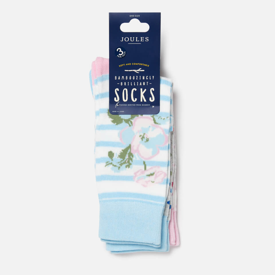 Joules Women's Brilliant Bamboo 3 Pack Sock Set - Floral