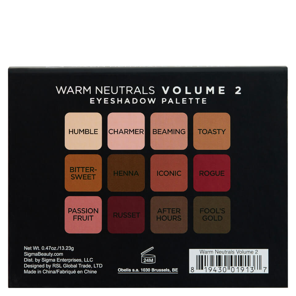 Sigma Warm Neutrals Volume 2 Eyeshadow Palette