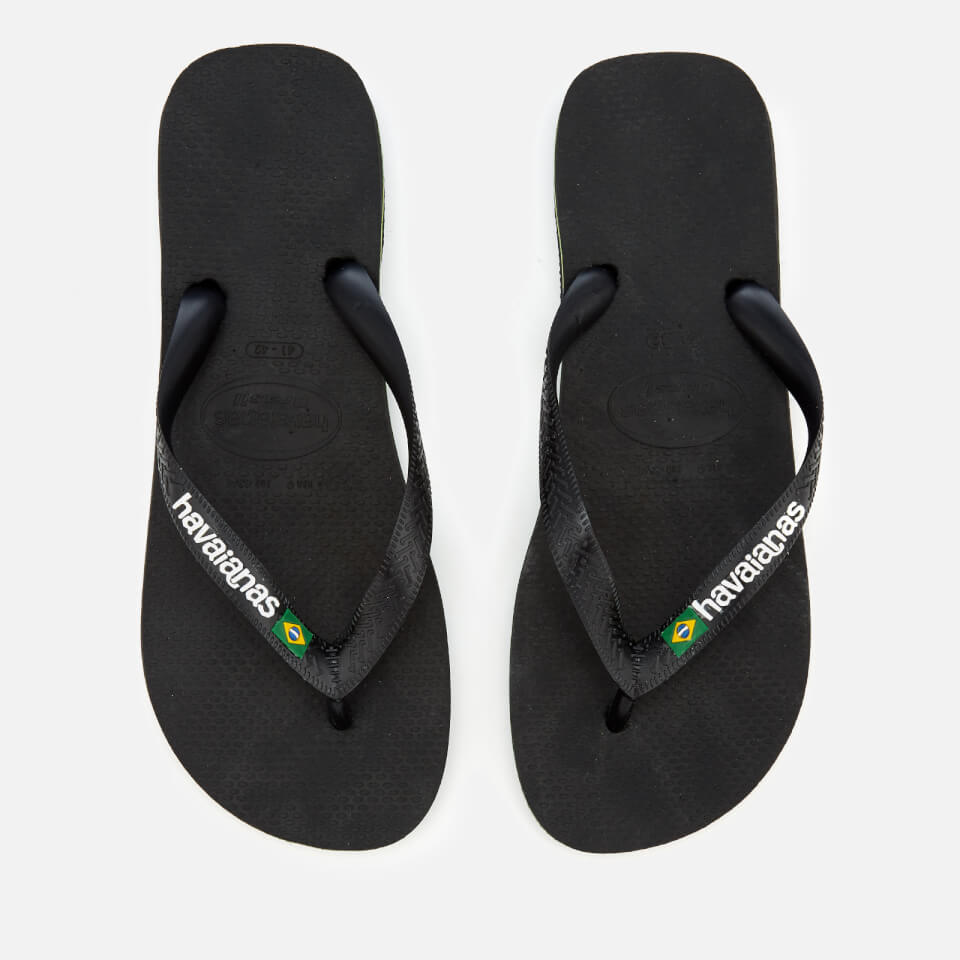 Havaianas Men's Brasil Logo Flip Flops - Black | FREE UK Delivery | Allsole