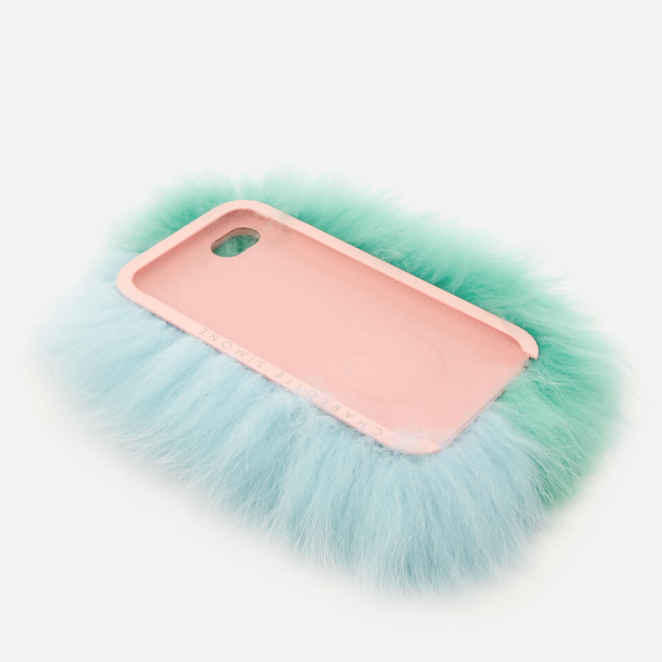Charlotte Simone Women's Phone Fluff iPhone Case - Mint Green/Pastel Blue
