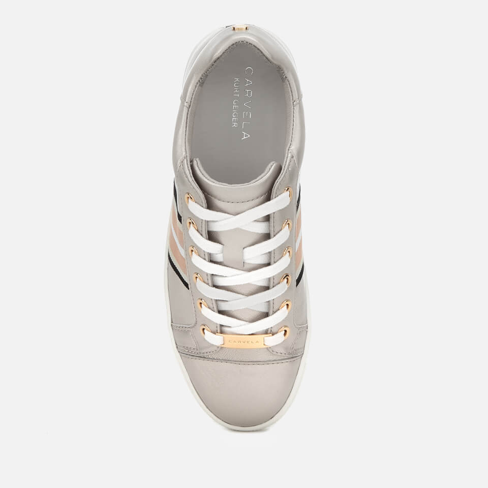 Carvela Women s Larson Leather Low Top Trainers Silver Allsole