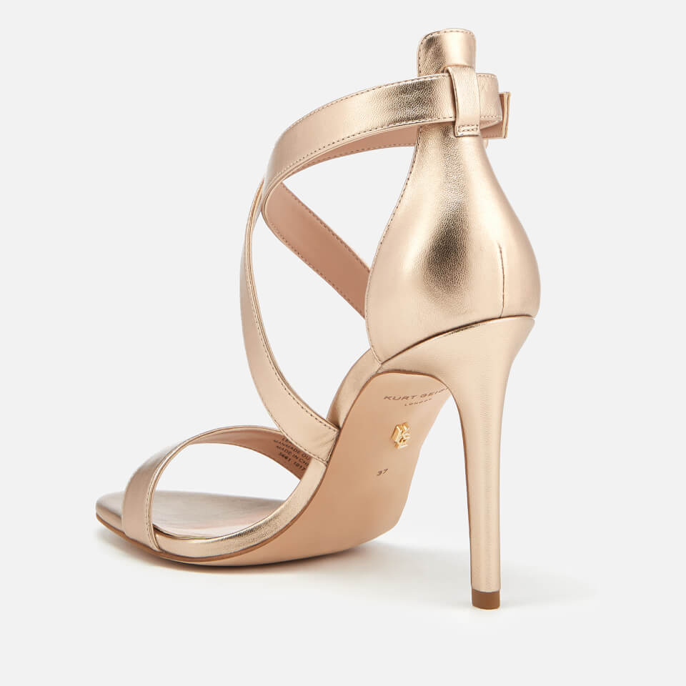 Kurt Geiger London Women s Knightsbridge Cross Strap Leather Heeled Sandals Bronze Allsole