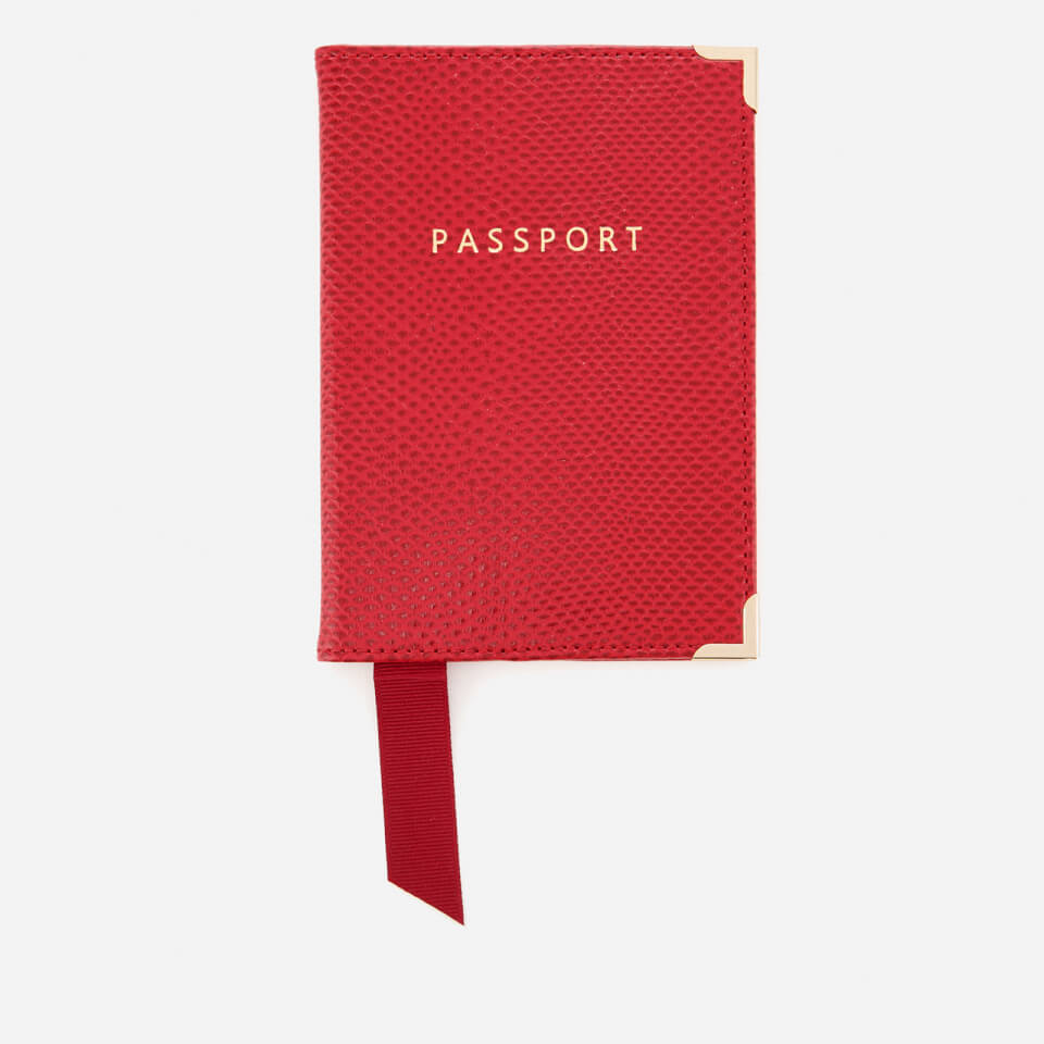 Aspinal of London Women's Plain Passport Cover - Berry Lizard