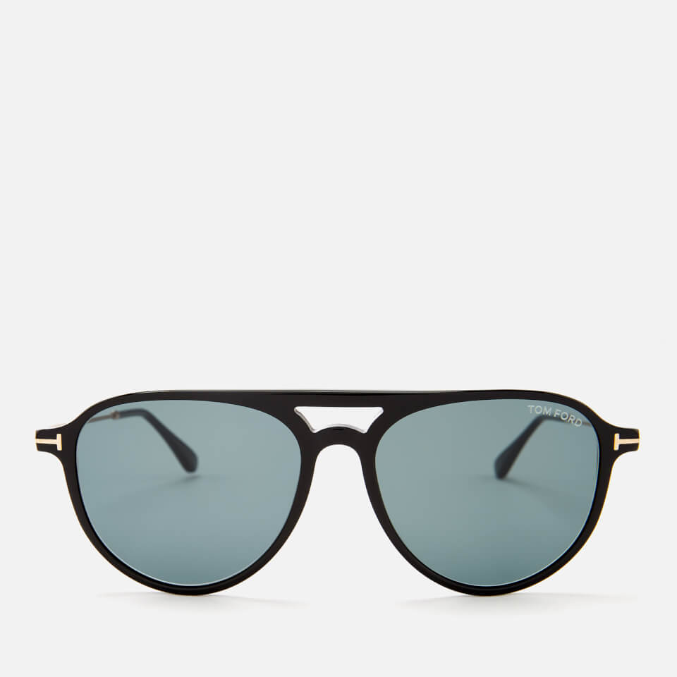 Tom Ford Men's Carlo Aviator Style Sunglasses - Shiny Black/Blue