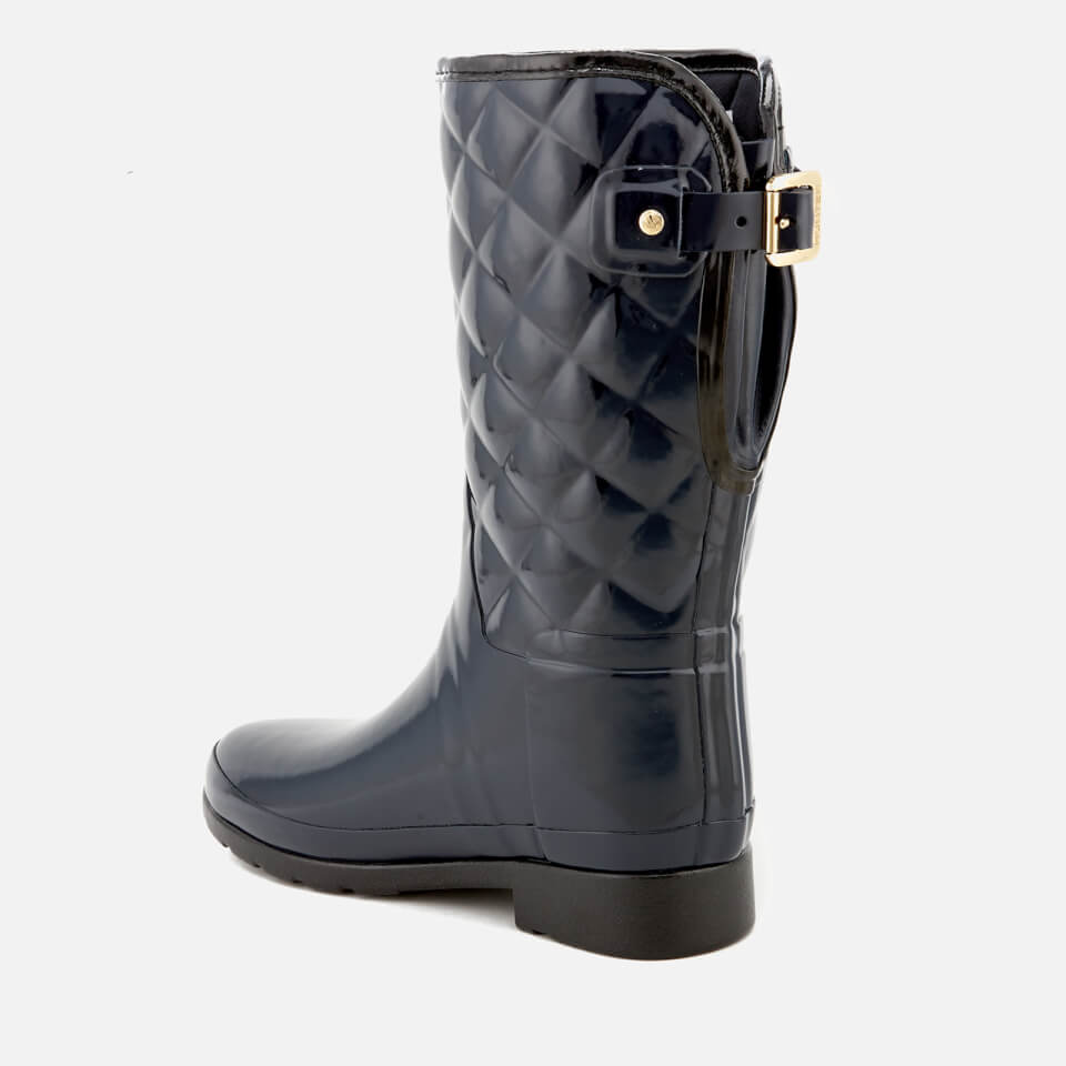 Hunter Women's Refined Gloss Quilt Short Wellies - Navy