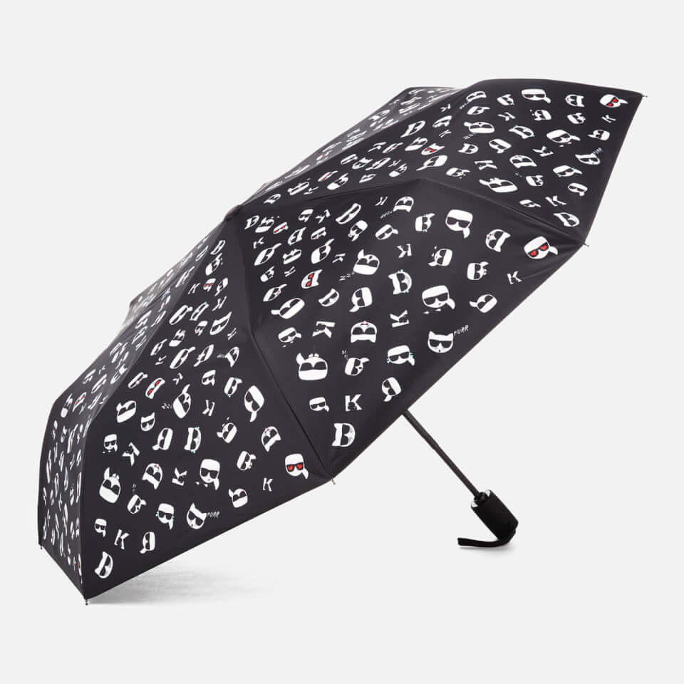 Karl Lagerfeld Women's K/Ikonik Print Umbrella - Black