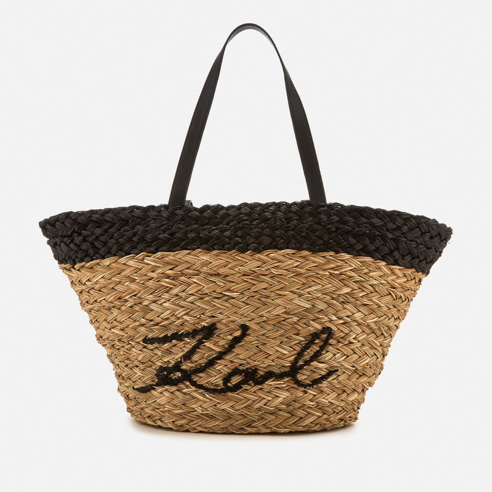 Karl Lagerfeld Women's K/Ikonik Straw Shopper Bag - Natural