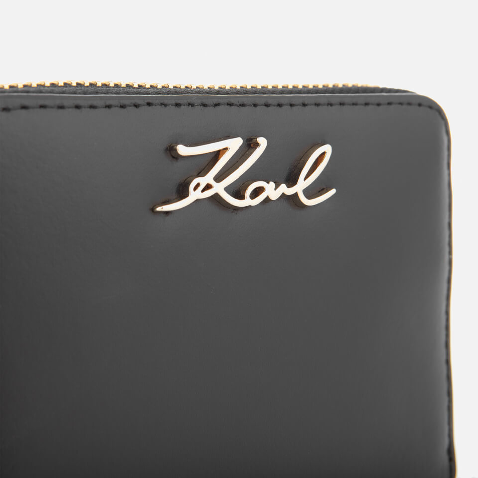Karl Lagerfeld Women's K/Signature Small Zip Wallet - Black